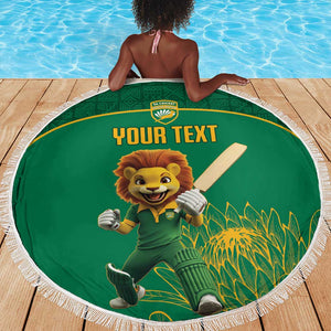 Custom South Africa Beach Blanket Lion Mascot Proteas Cricket