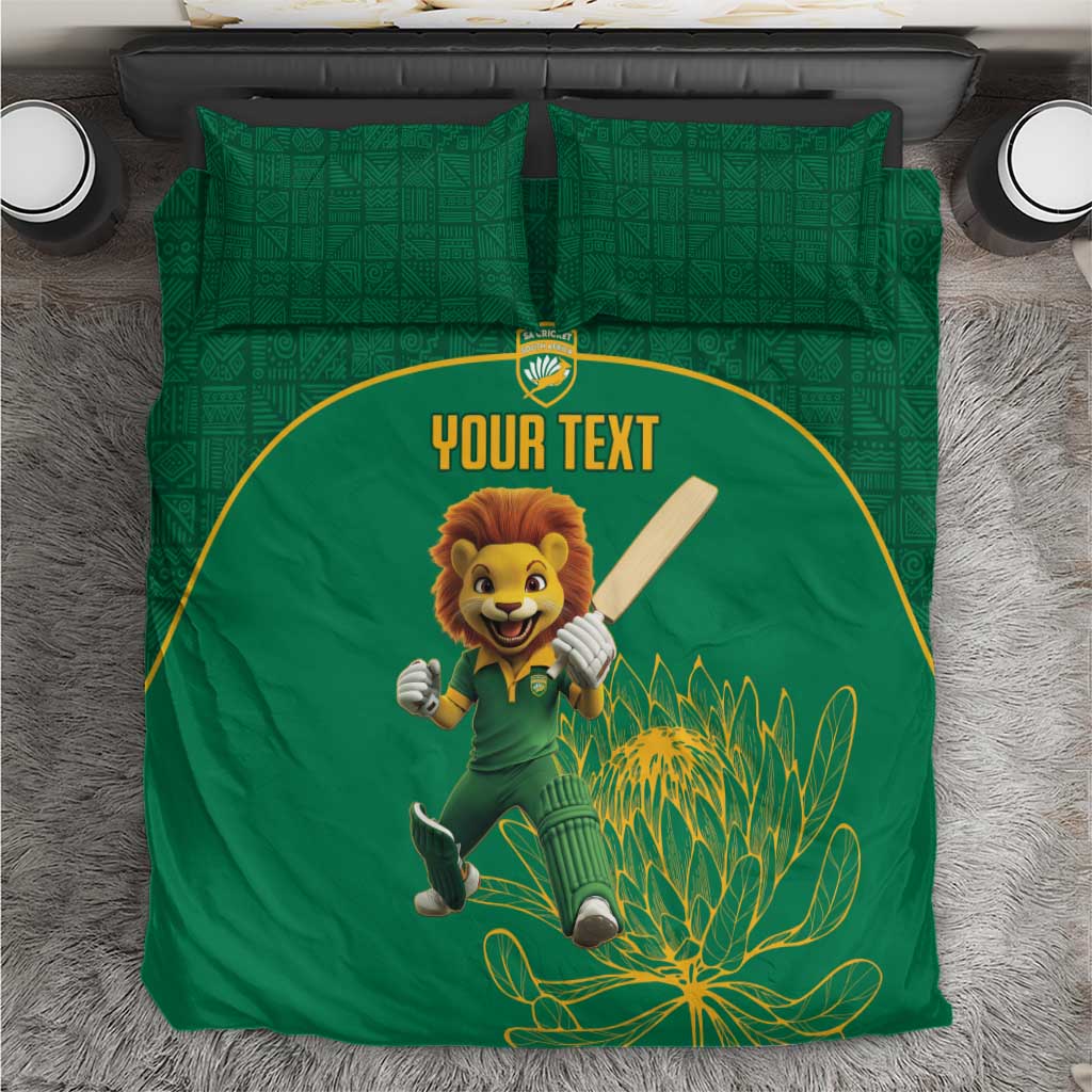 Custom South Africa Bedding Set Lion Mascot Proteas Cricket