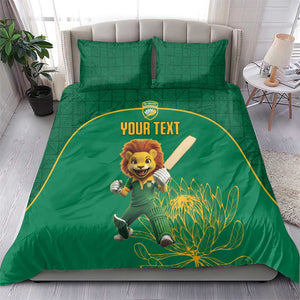 Custom South Africa Bedding Set Lion Mascot Proteas Cricket