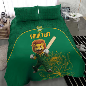 Custom South Africa Bedding Set Lion Mascot Proteas Cricket