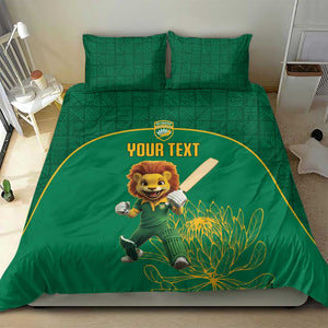 Custom South Africa Bedding Set Lion Mascot Proteas Cricket