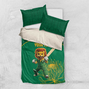 Custom South Africa Bedding Set Lion Mascot Proteas Cricket