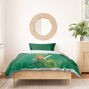 Custom South Africa Bedding Set Lion Mascot Proteas Cricket