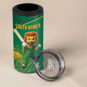 Custom South Africa 4 in 1 Can Cooler Tumbler Lion Mascot Proteas Cricket