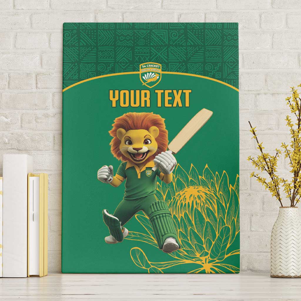 Custom South Africa Canvas Wall Art Lion Mascot Proteas Cricket