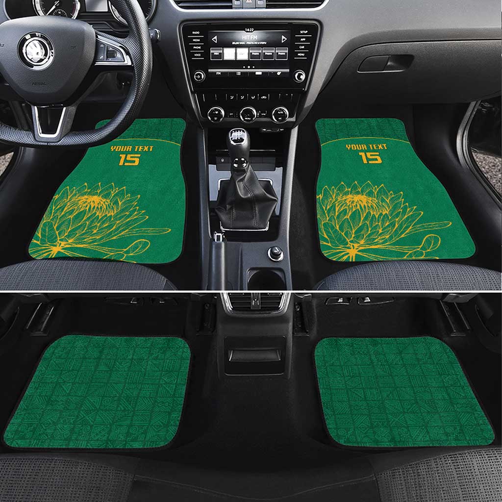 Custom South Africa Car Mats Lion Mascot Proteas Cricket