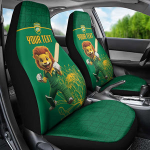 Custom South Africa Car Seat Cover Lion Mascot Proteas Cricket