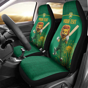 Custom South Africa Car Seat Cover Lion Mascot Proteas Cricket