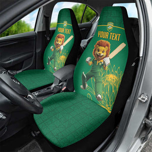 Custom South Africa Car Seat Cover Lion Mascot Proteas Cricket