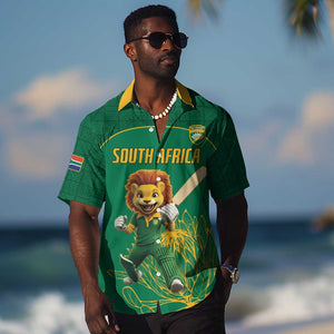 Custom South Africa Hawaiian Shirt Lion Mascot Proteas Cricket