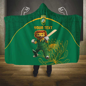 Custom South Africa Hooded Blanket Lion Mascot Proteas Cricket