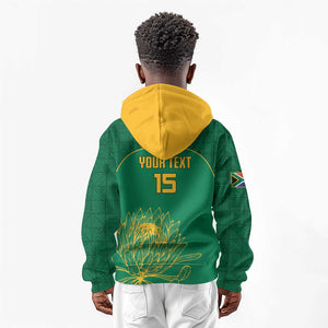 Custom South Africa Kid Hoodie Lion Mascot Proteas Cricket