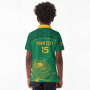 Custom South Africa Kid Polo Shirt Lion Mascot Proteas Cricket