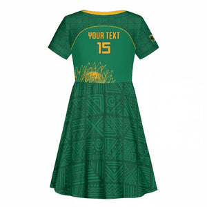 Custom South Africa Kid Short Sleeve Dress Lion Mascot Proteas Cricket