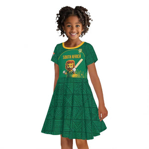 Custom South Africa Kid Short Sleeve Dress Lion Mascot Proteas Cricket