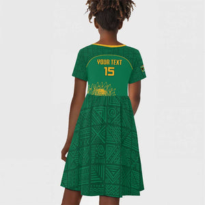 Custom South Africa Kid Short Sleeve Dress Lion Mascot Proteas Cricket