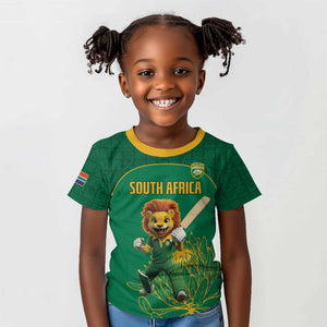 Custom South Africa Kid T shirt Lion Mascot Proteas Cricket