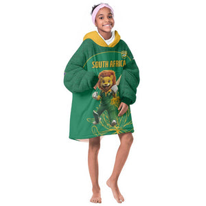 Custom South Africa Kid Wearable Blanket Hoodie Lion Mascot Proteas Cricket