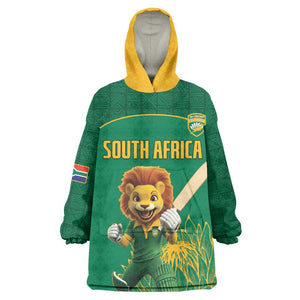 Custom South Africa Kid Wearable Blanket Hoodie Lion Mascot Proteas Cricket