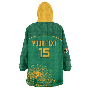 Custom South Africa Kid Wearable Blanket Hoodie Lion Mascot Proteas Cricket