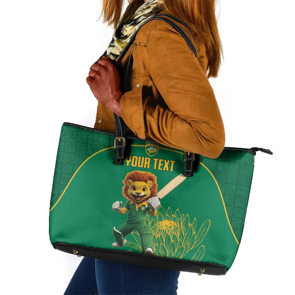 Custom South Africa Leather Tote Bag Lion Mascot Proteas Cricket