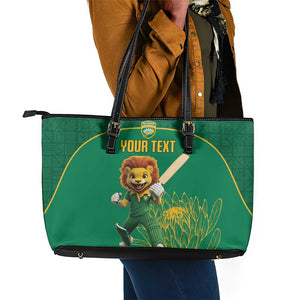 Custom South Africa Leather Tote Bag Lion Mascot Proteas Cricket