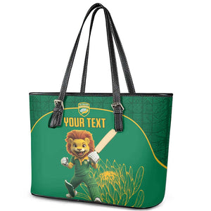 Custom South Africa Leather Tote Bag Lion Mascot Proteas Cricket