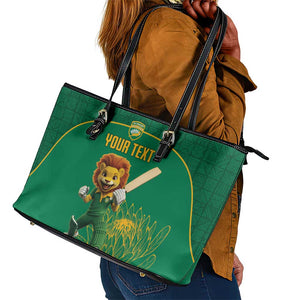 Custom South Africa Leather Tote Bag Lion Mascot Proteas Cricket