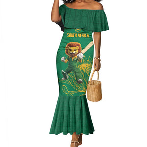 Custom South Africa Mermaid Dress Lion Mascot Proteas Cricket