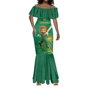 Custom South Africa Mermaid Dress Lion Mascot Proteas Cricket