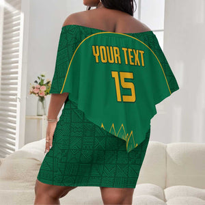 Custom South Africa Off Shoulder Short Dress Lion Mascot Proteas Cricket