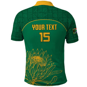 Custom South Africa Polo Shirt Lion Mascot Proteas Cricket