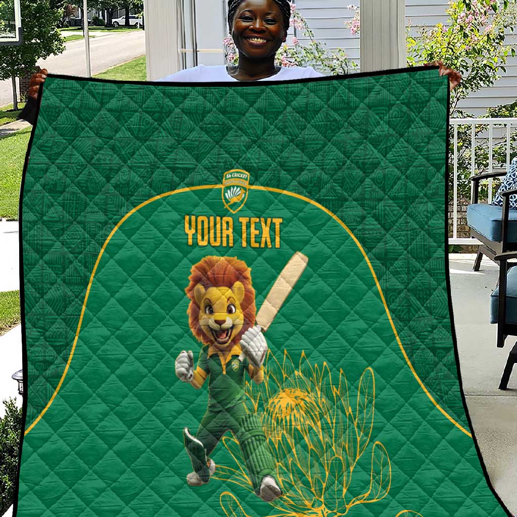 Custom South Africa Quilt Lion Mascot Proteas Cricket