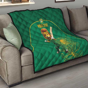 Custom South Africa Quilt Lion Mascot Proteas Cricket