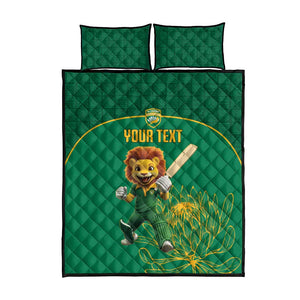 Custom South Africa Quilt Bed Set Lion Mascot Proteas Cricket