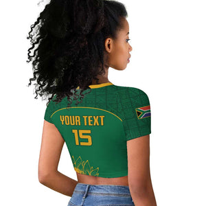 Custom South Africa Raglan Cropped T shirt Lion Mascot Proteas Cricket