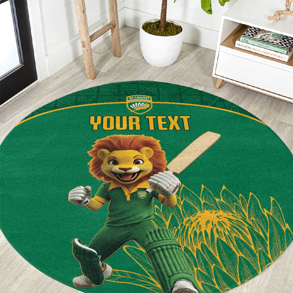 Custom South Africa Round Carpet Lion Mascot Proteas Cricket