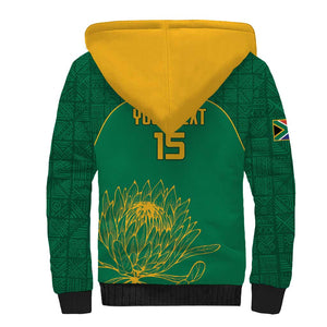 Custom South Africa Sherpa Hoodie Lion Mascot Proteas Cricket