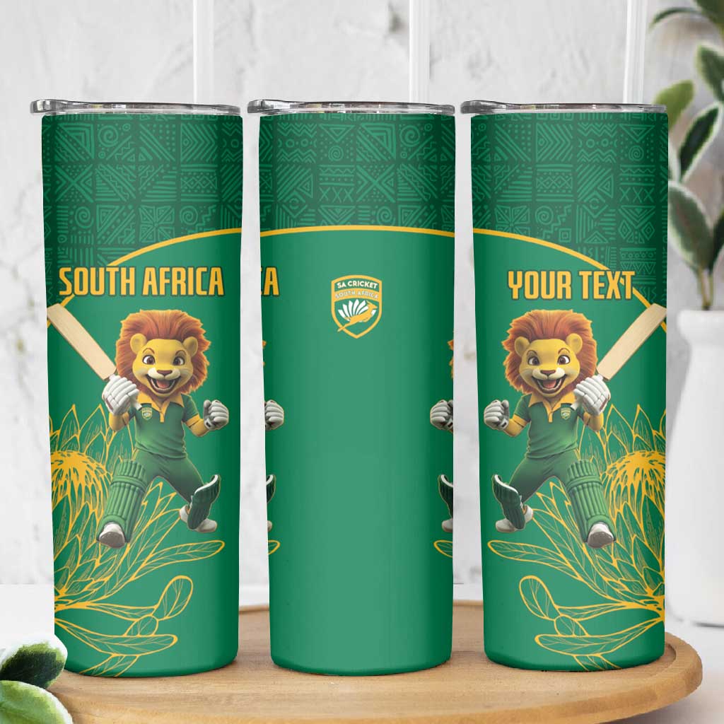 Custom South Africa Skinny Tumbler Lion Mascot Proteas Cricket