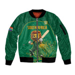 Custom South Africa Sleeve Zip Bomber Jacket Lion Mascot Proteas Cricket