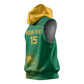 Custom South Africa Sleeveless Hoodie Lion Mascot Proteas Cricket - African Pride