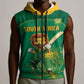 Custom South Africa Sleeveless Zip Hoodie Lion Mascot Proteas Cricket - African Pride
