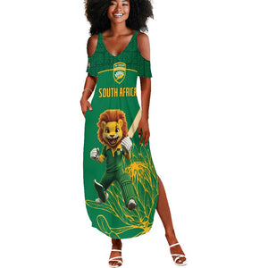 Custom South Africa Summer Maxi Dress Lion Mascot Proteas Cricket