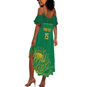 Custom South Africa Summer Maxi Dress Lion Mascot Proteas Cricket