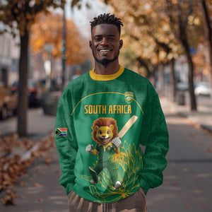 Custom South Africa Sweatshirt Lion Mascot Proteas Cricket