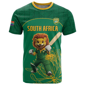 Custom South Africa T shirt Lion Mascot Proteas Cricket