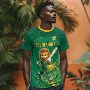 Custom South Africa T shirt Lion Mascot Proteas Cricket