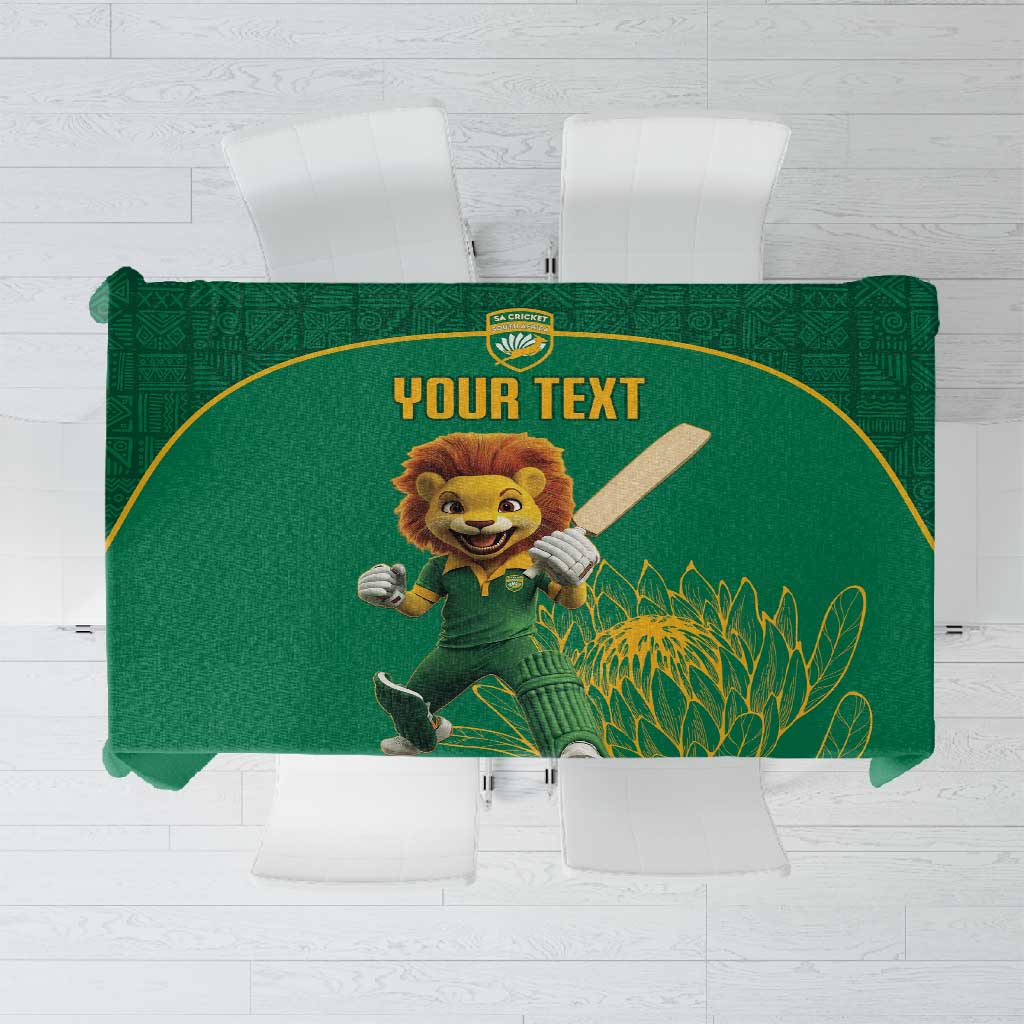 Custom South Africa Tablecloth Lion Mascot Proteas Cricket