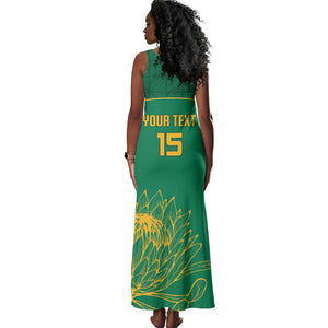 Custom South Africa Tank Maxi Dress Lion Mascot Proteas Cricket