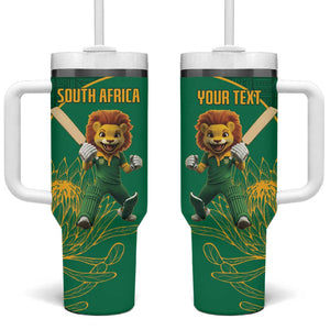 Custom South Africa Tumbler With Handle Lion Mascot Proteas Cricket